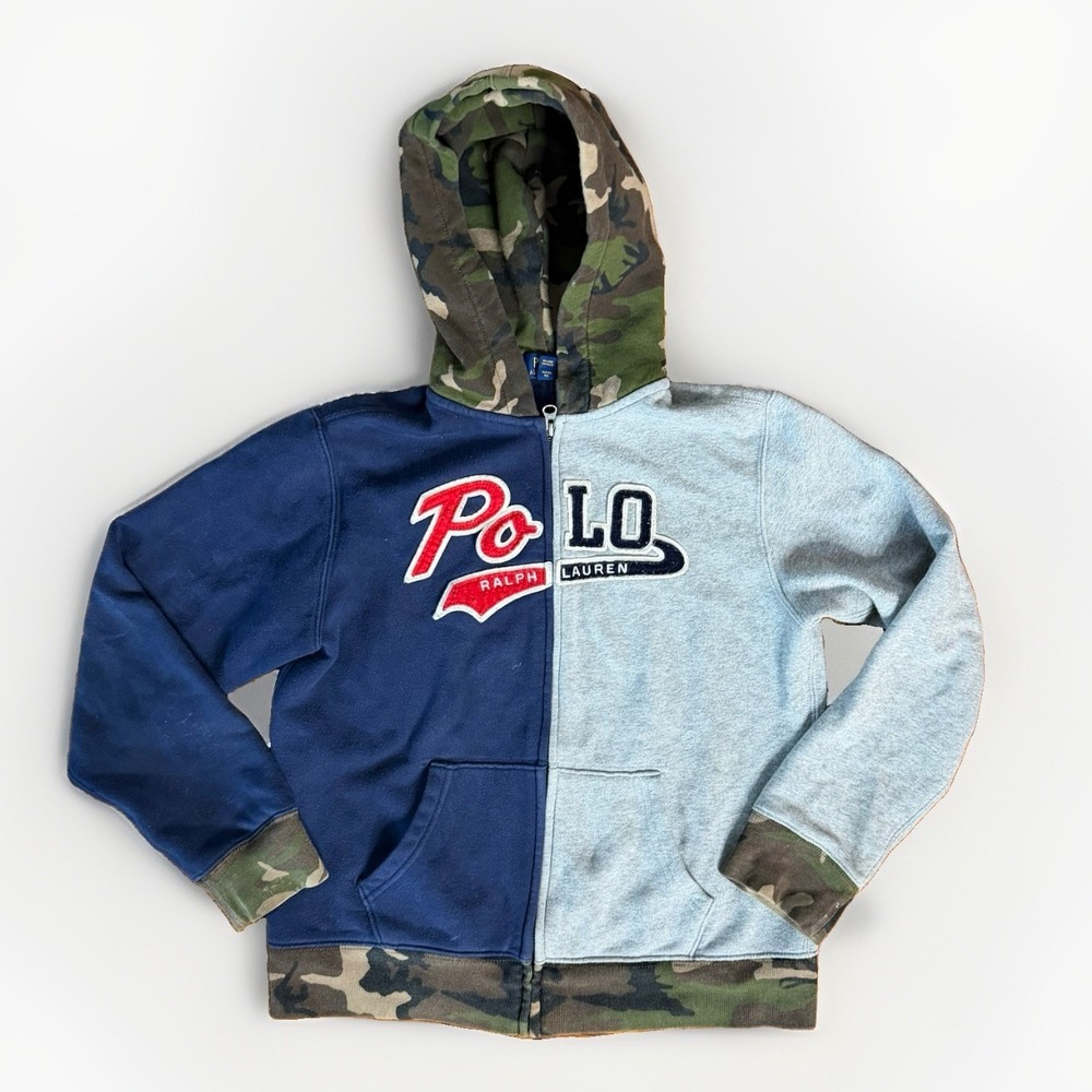 Boys' color-blocked fleece zip-up hoodie by Polo Ralph Lauren Size L (14-16)